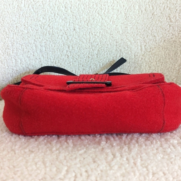 Kate Spade Red Wool & Patient Leather Shoulder Bag - Picture 4 of 12